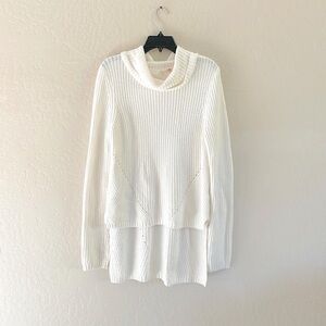 Anthropologie Moth Cream Knit High‎ Low Cowl Neck Sweater